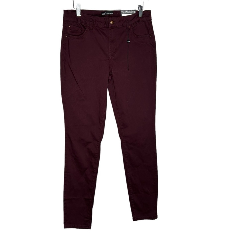 New Miss Poured In Blue Women’s Maroon Pants Size 10 High Waist Skinny BNWT